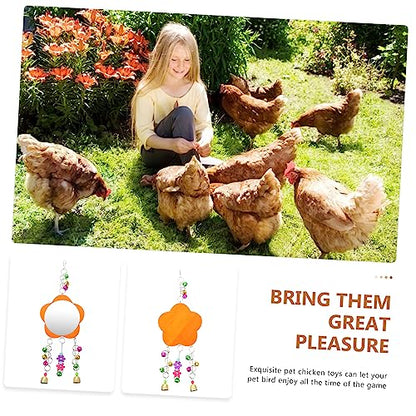 Abaodam 1Pc Chicken Mirror Rooster Plaything for Birds Hens Parrots Hanging Mirror for Coop Decoration Playtime Fun Farm Garden