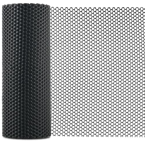 Black Chicken Wire Plastic Garden Fence- 16in x 40ft Plastic Mesh Fencing for Floral Arrangements, Poultry, Animal Barrier, Gardening - color: Black-15.7IN×40FT