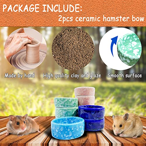 kathson 2 Pcs Hamster Food Bowl Guinea Pig Ceramic Water Bowl Small Animal Feeding Dish for Dwarf Hamster Gerbil Syrian Ferret Hedgehog Chinchilla Bunny (Green)… - color: Green