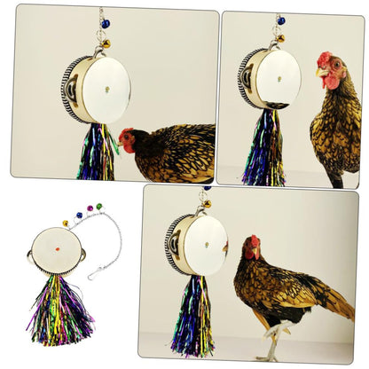 Chicken Swing for Hens Pet Double Sides Mirror Stainless Steel Drum Toy