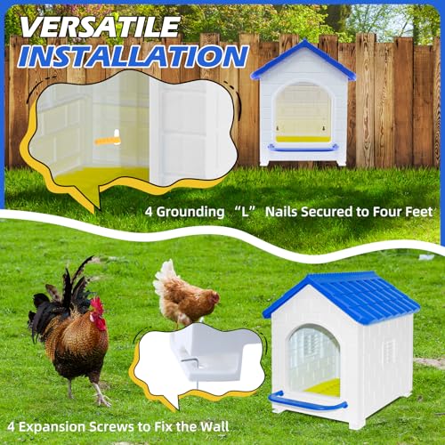 Chicken Nesting Box, Waterproof Plastic Chicken Coop with Washable Nesting Pad, Nesting Box for Hens, Ducks, Rabbits and Poultry - color: Blue