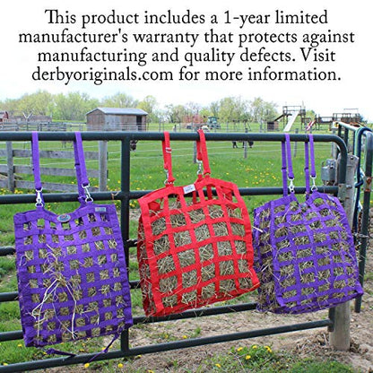 Derby Originals Superior Slow Feeder Horse Hay Bag with Super Tough Bottom and 1 Year Warranty - color: Purple