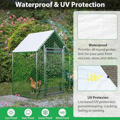 Large Metal Chicken Coop Walk-in Chicken Run Galvanized Wire Poultry Chicken Hen Pen Cage Rabbits Duck Cages with Waterproof and Anti-Ultraviolet Cover for Outside - size: 313.0"L x 80.7"W x 80.0"H