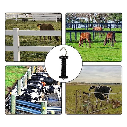 10 Pcs Plastic Electric Fence Gate Handle Insulators, Gate Handle with Spring Handle Heavy Duty Electric Fence Gate Handle Spring Gate Handles for Electric Fence, Black