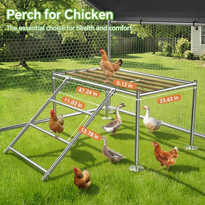 Large Metal Chicken Coop with Roosting Ladder, Waterproof and UV-Resistant Cover,Outdoor Walk-in Cage Hen House for Yard Farm Rabbit Duck Chicken Run, Spire Roof(13.1'W x 9.8'L x 6.4'H) - size: 157.5"L x 118.0"W x 78.0"H