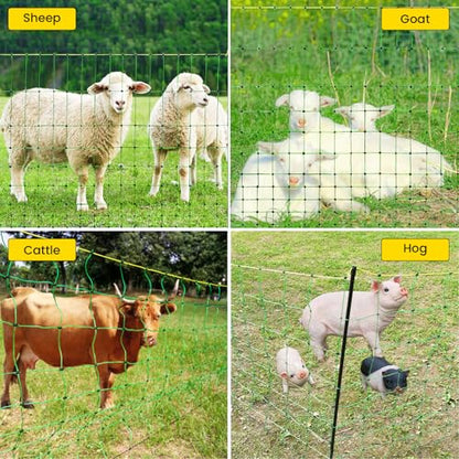Electric Fence Netting, 164'L x 42.5" H Movable Livestock Nets for Sheep, Hogs, Cattle, PE Net Fencing Kit with 14 Posts Double Spiked, Electric Fencing for Backyards, Homesteaders, Farms Ranches - size: 164'L x 42.5"H