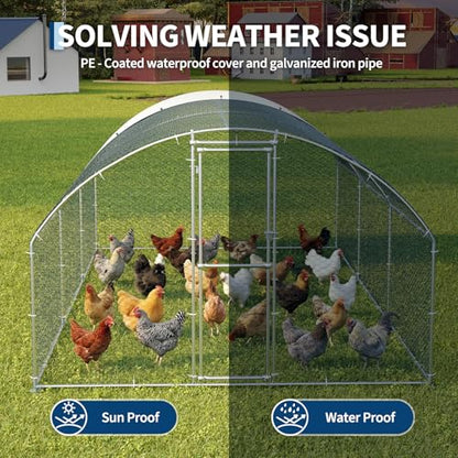 Garvee Large Metal Chicken Coop, for 20/30 Chickens, Outdoor Walk in Poultry Cage, 19.69 x 9.84 x 6.56 ft - size: 19.69 x 9.84 x 6.56 ft