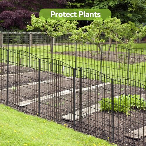 INJOPEXI Decorative Garden Fence 6 Panels 13ft (L)×36in (H) Animal Barrier Fences with 5 Panels + 1 Gate, No Dig Garden Fencing Rustproof Metal Wire Temporary Rabbit Dog Fence for Patio Outdoor Yard - size: 6 Panels 13ft(L)-36"(H) - With Gate