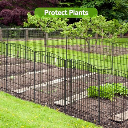 INJOPEXI Decorative Garden Fence 6 Panels 13ft (L)×36in (H) Animal Barrier Fences with 5 Panels + 1 Gate, No Dig Garden Fencing Rustproof Metal Wire Temporary Rabbit Dog Fence for Patio Outdoor Yard - size: 6 Panels 13ft(L)-36"(H) - With Gate
