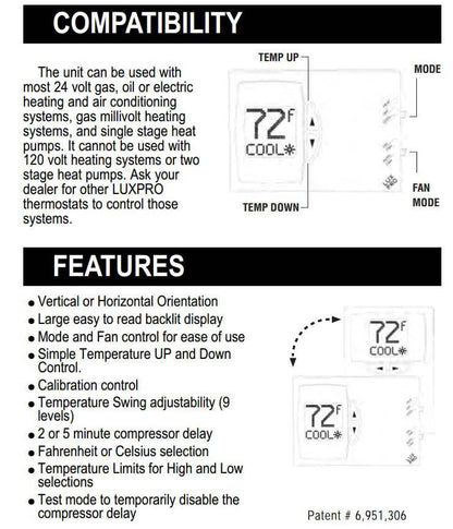Lux Pro PSD111B Non-Programmable Thermostat for Home Use; 1 Heat, 1 Cool - size: PSD111B- Single