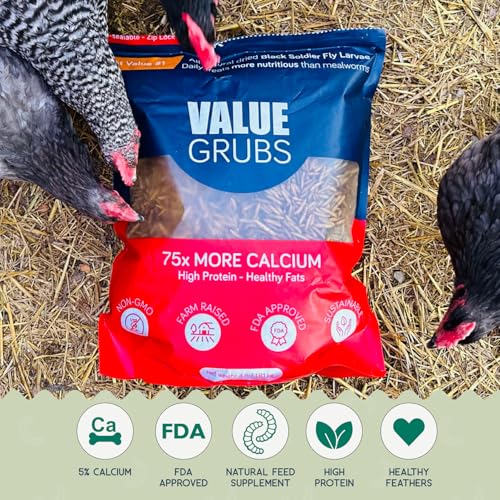 4 lb Black Soldier Fly Larvae for Chickens - High Protein Chicken Feed with 75x More Calcium Than Mealworms - Healthy Poultry Treats for Ducks, Birds - Resealable Bag for Freshness