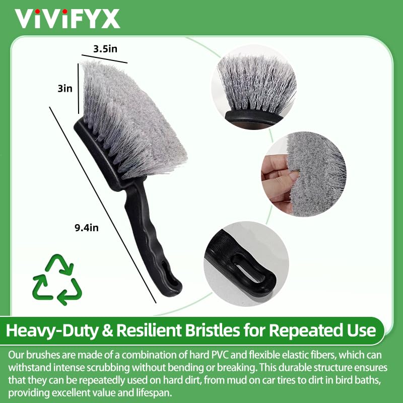 4PCS Professional Heavy Duty Cleaning Brushes Set for Bird Baths, Car Tires, Feeders, with Ergonomic Handles and Hanging Holes for Easy Storage