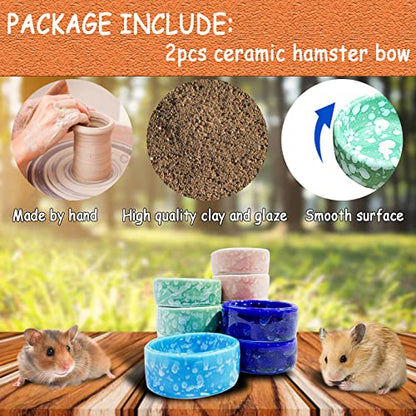 kathson 2 Pcs Hamster Food Bowl Guinea Pig Ceramic Water Bowl Small Animal Feeding Dish for Dwarf Hamster Gerbil Syrian Ferret Hedgehog Chinchilla Bunny (Navy)… - color: Navy