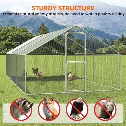 UDPATIO Large Metal Chicken Coop Run House, Walk in Heavy Duty Outdoor Enclosure w/Cover for 30+ Chickens, Ducks, Rabbits - Predator Proof Poultry Pen Habitat Hutch - size: 216.0"L x 120.0"W x 72.0"H