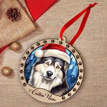 Personalized Alaskan Malamute Ornament, Alaskan Malamute Christmas Ornament, Custom Name Alaskan Malamute Dog Suncatcher for Christmas Tree - color: Alaskan Malamute