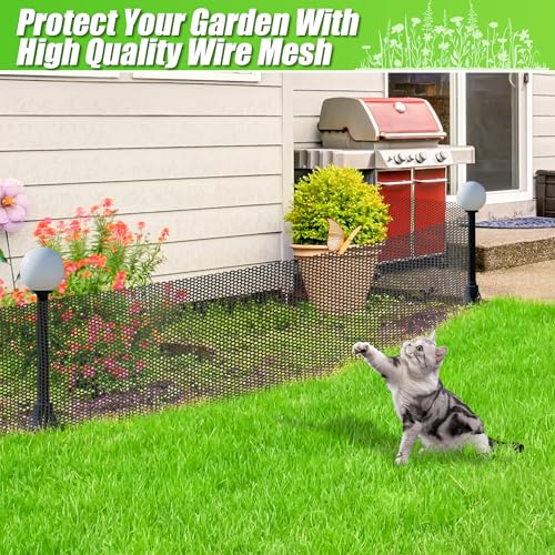 Black Chicken Wire Plastic Garden Fence- 16in x 40ft Plastic Mesh Fencing for Floral Arrangements, Poultry, Animal Barrier, Gardening - color: Black-15.7IN×40FT