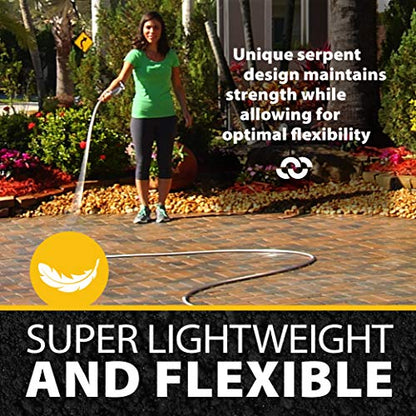 BIONIC STEEL 50 Ft Metal Garden Hose with Sprayer Nozzle,Non Kinking Stainless Steel Heavy Duty Hose 50Ft x 5/8 in. Ultra Flexible NON Expandable for Uninterrupted Water Flow,500 PSI,(Pack of 4) - size: 50' (Pack of 4)