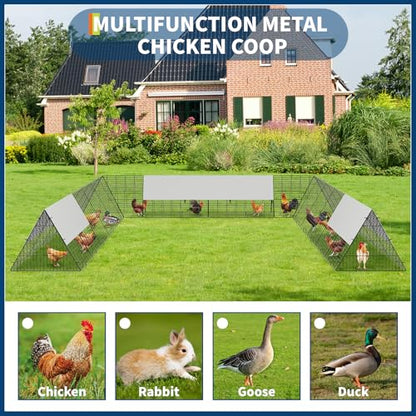 Garvee Chicken Tunnels for Outside with Corner Frames, Large Metal Chicken Runs with Weather-Resistant Cover, Easy to Setup, Portable Poultry Cage for Hens, Ducks, Rabbits (238.2x161.4x24.2 inch) - size: 236.2 x 157.5 x 24.2 inch
