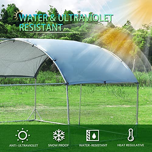 Large Metal Chicken Coop Round Top Upgrade Tri-Supporting Wire Mesh Chicken Run,Chicken Pen with Water-Resident and Anti-UV Cover,Duck Rabbit House Outdoor (Dome Roof 13'L x 9'W x 6.5'H) - size: 156.0"L x 108.0"W x 78.0"H