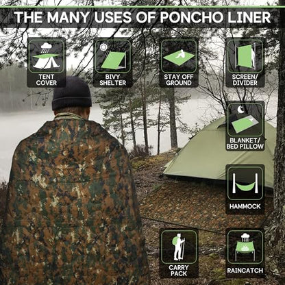 Mirzoyan Woobie Blanket, Military Poncho Liner Camo Insulated Camping Woobie Blanket for Outdoor Hiking (Woodland Digital with Zipper) - color: Woodland Digital With Zipper)