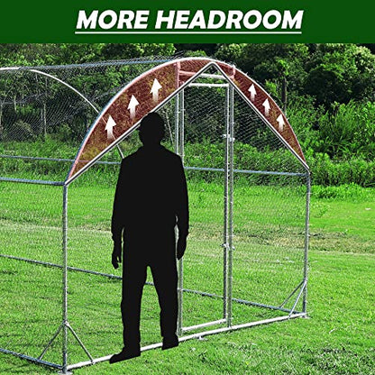 Large Metal Chicken Coop Round Top Upgrade Tri-Supporting Wire Mesh Chicken Run,Chicken Pen with Water-Resident and Anti-UV Cover,Duck Rabbit House Outdoor (Dome Roof 25'L x 9'W x 6.5'H) - size: 228.2"L x 108.0"W x 78.0"H