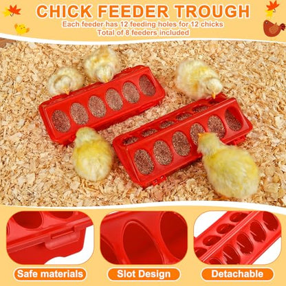 12 Pcs Chick Waterer and Feeder Kit 12-Hole Flip-top Chicken Feeders 1 L Chicken Water Dispenser 1.5 L Hanging Waterer & Feed Scoop Chick Starter Kit for Poultry Brooder