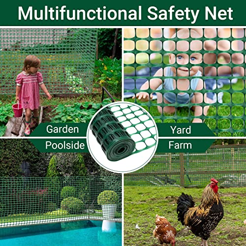 DOEWORKS Safety Fence, 4 x 100 FT Green Plastic Mesh Fence Roll Barrier Netting for Construction Fencing Animal Fencing Garden Fencing and Event Fencing - color: Green