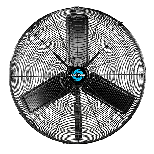 Tornado 30 Inch Outdoor Rated IPX4 Water-Resistant High Velocity Oscillating Wall Mount Fan For Industrial Use TEAO Motor 2 Speed 8400 CFM cETL Listed - size: 30Inch