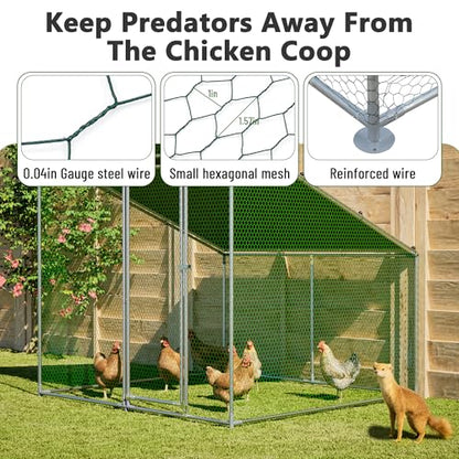 Metal Chicken Coop 7x6.6x6ft Walk-in Poultry Cage for 5-10 Chickens Chicken Run Hen Rabbit Duck House with Waterproof Cover for Outdoor Farm Use - size: 84.0"L x 79.2"W x 72.0"H