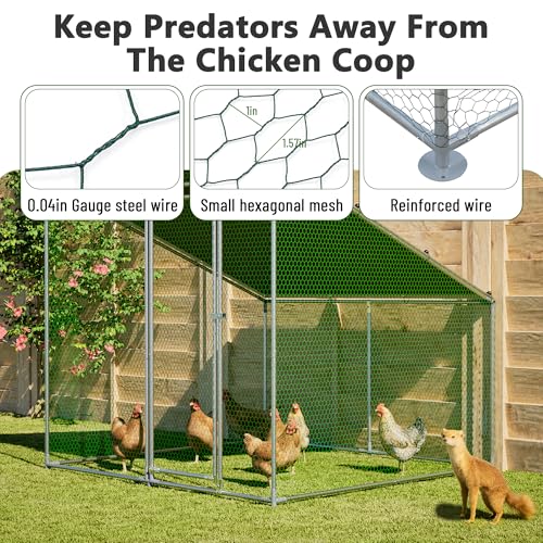 Metal Chicken Coop 84*78*72inch with Waterproof and Anti-UV Roof and Run,Walk-in Hens pen with Security Lock,Out-Door Poultry Enclosure for Small Animal Like Chickens Fence,Ducks,Rabbits Cage for Yard - size: 84.0"L x 78.7"W x 72.7"H