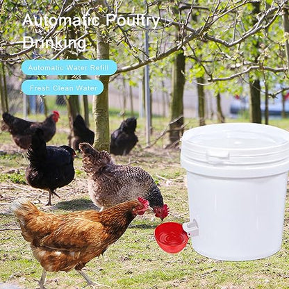 Chicken Waterer Cups, 6 Packs Large Chicken Watering Cups, Automatic Chicken Water Cups, Tee Fittings Poultry Feeder Cups Suitable for Chicken, Duck, Goose, Turkey with Mounting Hole Opener