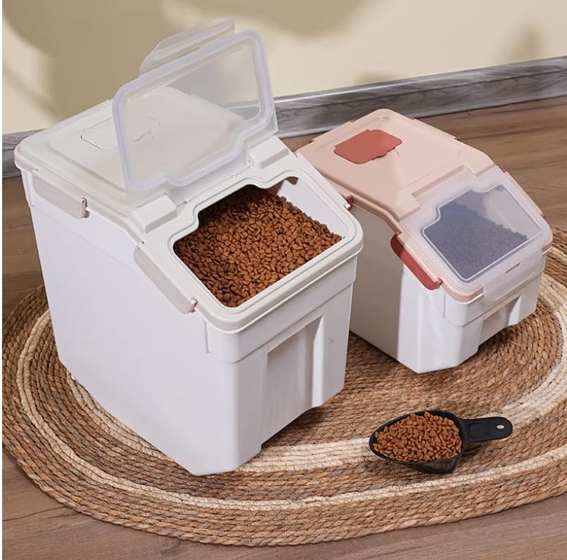 Large Flour Storage Container Bin 25lb,4 Pack Airtight Rice Storage Containers with Wheels Seal Locking Lid BPA Free with Measuring Cup,Scoop for Flour, Rice, Grain, Dry Food - Grey - color: 4Pcs 25LB Grey
