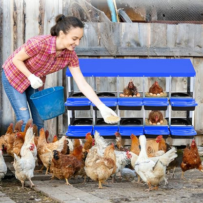 10-Hole Roll Away Chicken Nesting Box, Cleanable Pull Out Hen Roosting Boxes, Chicken Coop with Pull-Out Design – Durable Nesting Boxes for Easy Cleaning, Blue - color: Blue, size: 10 holes