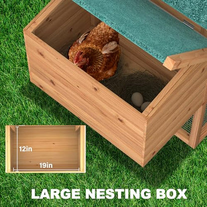 80" Chicken Coop, Outdoor Chicken House for 3-4 Chickens, Wooden Hen House with Run, Nesting Box, Chicken Cage, Ramp, Pull Out Tray, Rabbit Hutch for Small Animals - size: 80.7"L x 26.0"W x 44.5"H