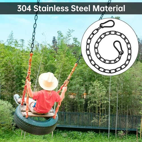 2 Pack Gate Chain Lock for Outdoor Fence,304 Stainless Steel Gate Chain 39" x 13/64" with Both-Ended M8 Carabiners,Chain Link Latch Lock for Wooden Fence Pet Cages (39" x 13/64", Piece, 1) - size: 39" x 13/64"