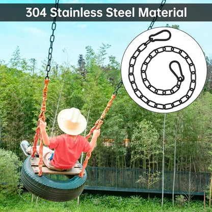 2 Pack Gate Chain Lock for Outdoor Fence,304 Stainless Steel Gate Chain 39" x 13/64" with Both-Ended M8 Carabiners,Chain Link Latch Lock for Wooden Fence Pet Cages (39" x 13/64", Piece, 1) - size: 39" x 13/64"