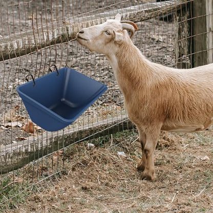 Fence Hanging Chicken Feeder for Duck, Piglets, Goat Feeder Poultry Feeding Container for Livestock Feed Trough Water Bucket(Blue 4)