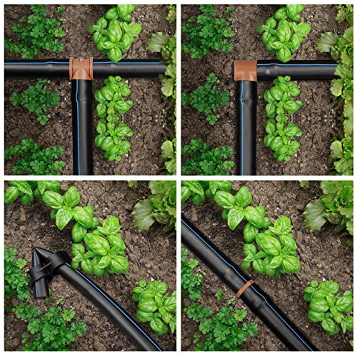 JAYEE 24P Drip Irrigation Fittings Kit for 1/2" Tubing (.600 ID), 17mm Parts- 6 Tees, 6 Couplings, 6 Elbows,6 End Cap Plugs- Barded Connectors for Rain Bird Pipe and Sprinkler Systems (24 Pieces Set) - color: 24P Drip Irrigation Fittings Kit