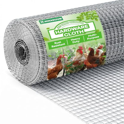 36'' x 10' Hardware Cloth 1/2 inch 19 Gauge - Hot-dip Galvanized After Welding, Chicken Coop Wire Fence Wire Mesh Screen, Rabbit/Snake Fences, Netting Wire Cloth Galvanized Wire Mesh Roll - size: 1/2 inch 36in x 10ft-Silver