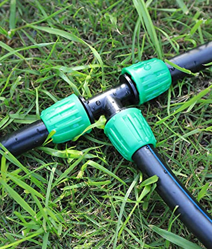 15 Pack 1/2 Inch Drip Irrigation Tee Fittings (1/2" ID x0.6-0.63" OD) - 1/2'' Drip Line Anti-Drop Barbed Lock Nut T Connectors for 1/2 Inch Drip Irrigation Tubing System Connection - size: 1/2 inch Tee