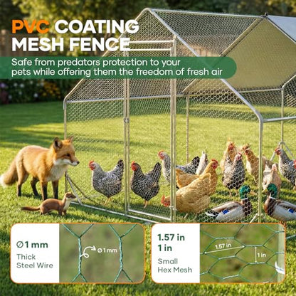 Metal Chicken Coop with Runs for Yard with Cover Waterproof Quail Coop Walk in Duck Coop, Chicken Pen House Cage gallinero para gallinas with Security Lock for Outdoor Farm Rabbit Run 10x20FT - size: 236.0"L x 118.0"W x 77.0"H
