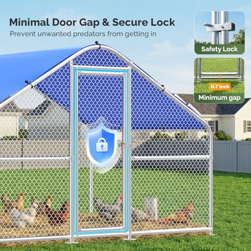 Sino Luban Metal Chicken Coop Run 6.6x6.6ft, Large Chicken Runs for Yard with Waterproof Cover, Outdoor Chicken Pen Chicken Enclosure, Walk-in Poultry Cage with Upgrade wall Support Brace - size: 6.6x6.6 FT - Chicken Wire