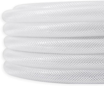 DAVCO 1" ID × 100 ft Heavy Duty Braided Clear Plastic Vinyl Tubing, Flexible High Pressure Reinforced PVC Vinyl Tube Hose, Non-toxic, BPA Free - size: 1"ID, style: 100 Feet