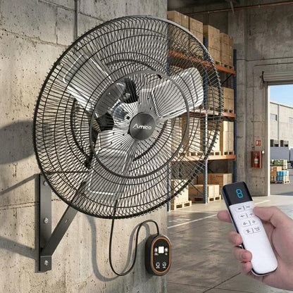 Amico 24 Inch Wall Mount Fan with Remote, 8-Speed DC Motor, Industrial High Velocity 8500 CFM, IP44 Waterproof Oscillating Shop Fan for Commercial Use, Gym, Patio,Garage, Outdoor - size: 24 inch