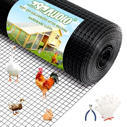 PVC Coated Welded Wire Fence,1 inch 36 in x 50 ft,Chicken Wire,Black Metal Fence Mesh Wire Roll,Garden Fencing Welded Wire Mesh for Pet Enclosures,Vegetable,Poultry and Agricultural Use - color: Black, size: 1"x1" 36inx50ft