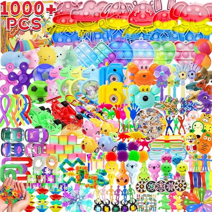 1000+ PCS Party Favors for Kids,Fidget Toys Pack,Valentines Stocking Stuffers, Birthday Gift, Treasure Box,Goodie Bag Stuffers, Carnival Prizes, Toys Filler Sensory Toy for Classrooom