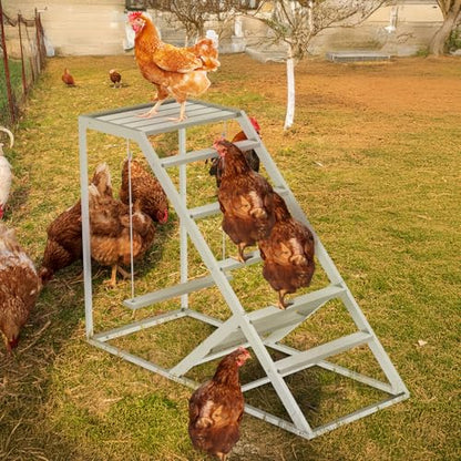Chicken Perch Swing for Coop – Wooden Hanging Roosting Bar & Climbing | Chicken Perch for Hens & Chicks | Chicken Coop Accessories for Exercise, Pecking & Balance Training,Grey