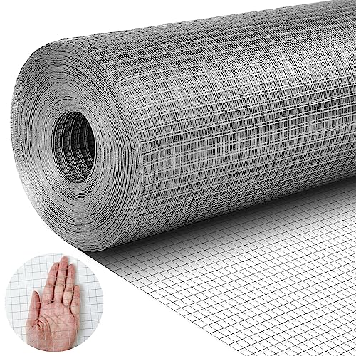 Tatuo Hardware Cloth 1/2 Inch 48in x 150ft Hot Dip Galvanized After Welded Cage Mesh Rolls 21 Gauge Metal Chicken Wire Roll Wire Fencing Poultry Netting for Raised Garden Rodent Animals - color: Silver, size: 48in X 150ft