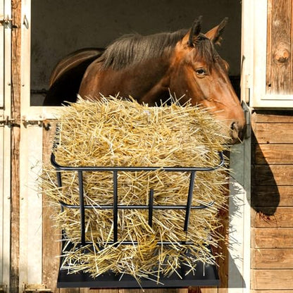 Heavy Duty 2-in-1 Hay and Grain Feeder for Livestock – Detachable Tray Design, Wall Mountable Steel Hay Rack for Goats, Sheep, Horses