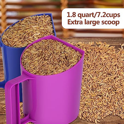 Feed Scoop - Grain Scoop for Horse,Heavy Duty Plastic Large Food Scoop for Large Dogs Livestock 1.8 Quart/7.2Cups (Blue) - color: Blue